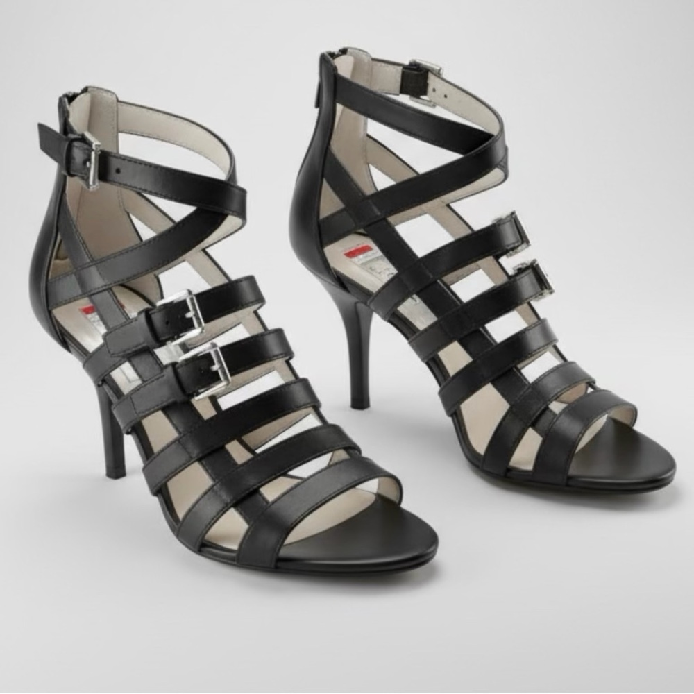 MICHAEL Michael Kors Black Strappy Buckle Stiletto Sandals
